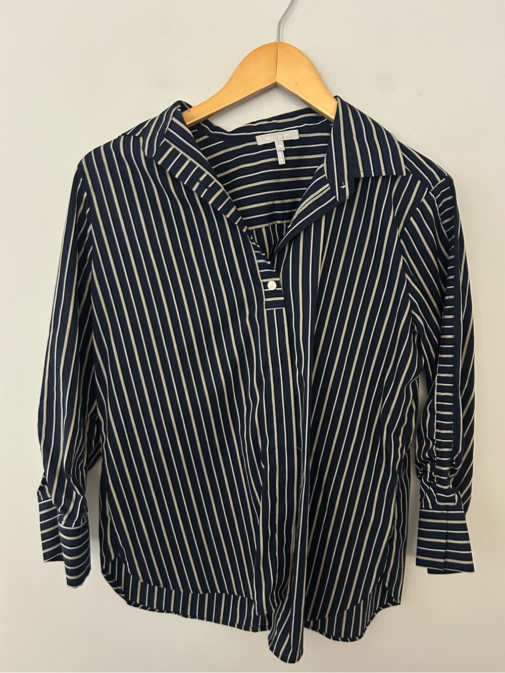 Hinson Wu Zoey 3/4 Sleeve Striped Blouse Size Medium